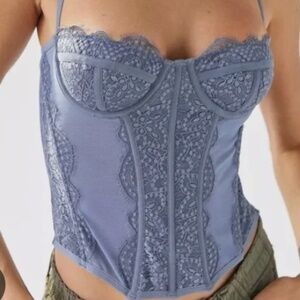 URBAN OUTFITTERS Out From Under Lace Bustier Corset Top Blue XL - NEW WITH TAGS